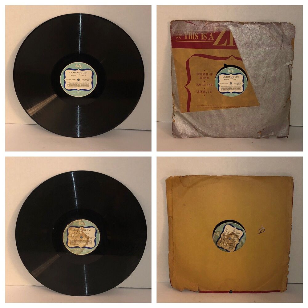 LIGHTNING JIM 16" Radio Transcription Disc 40s In Sleeve Program 9 & 10 Part 1